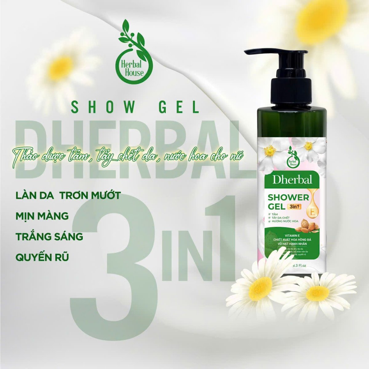 DHERBAL 3IN1 - THẢO DƯỢC TẮM, TẨY DA CHẾT, NƯỚC HOA CHO NỮ