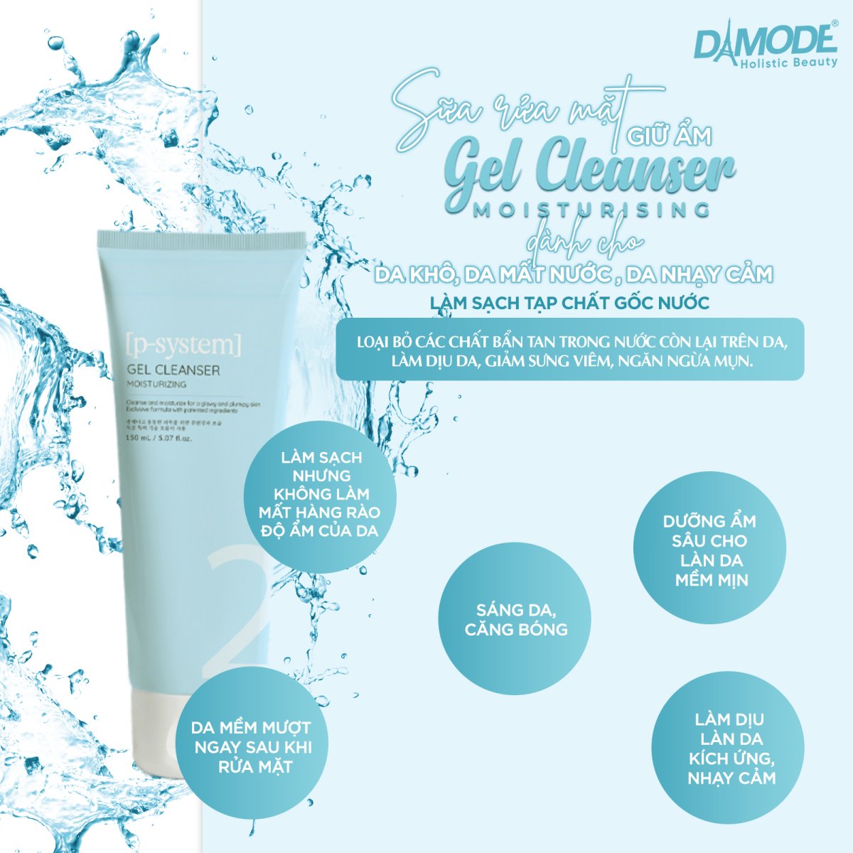 Gel Cleanser Moisturizing - Sữa rữa mặt Da khô, mất nước, nhạy cảm