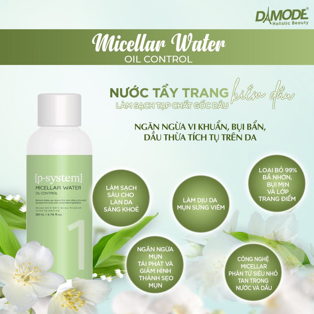 Micellar Water Oil Control - Tẩy trang Da dầu, mụn, hỗn hợp