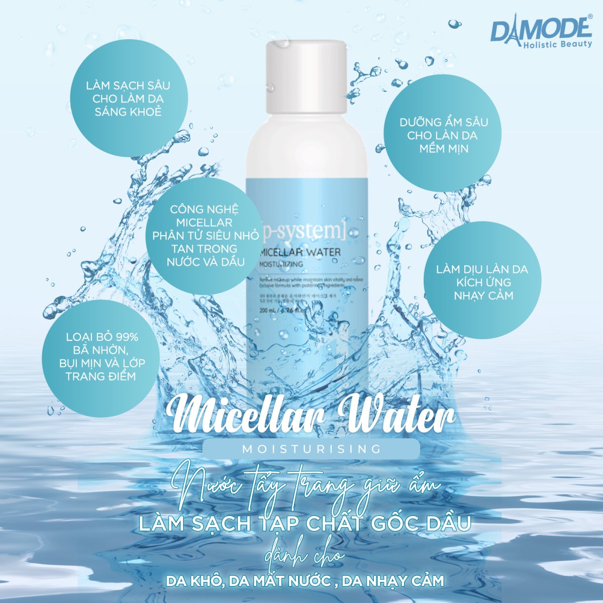 Micellar Water Moisturizing - Tẩy trang Da khô, mất nước, nhạy cảm