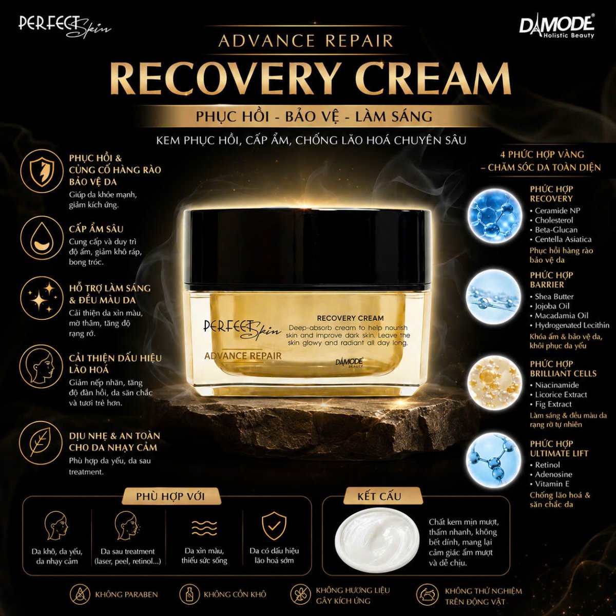 Recovery Cream - Kem Phục Hồi, Cấp Ẩm, Sáng Da, Chống Lão Hóa Da Chuyên Sâu