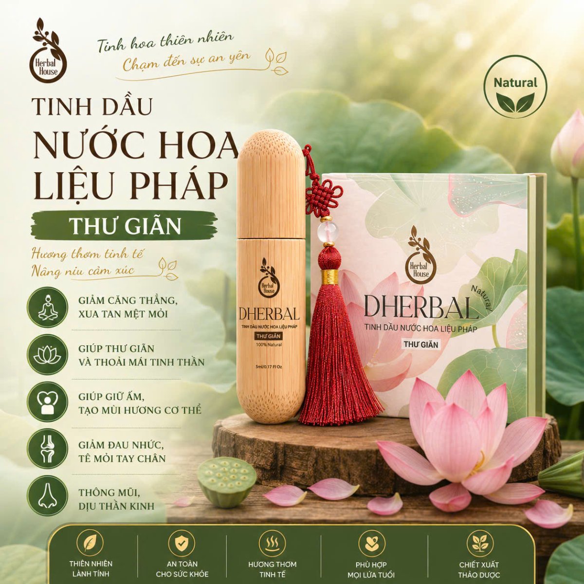 TINH DẦU NƯỚC HOA LIỆU PHÁP DHERBAL - THƯ GIÃN