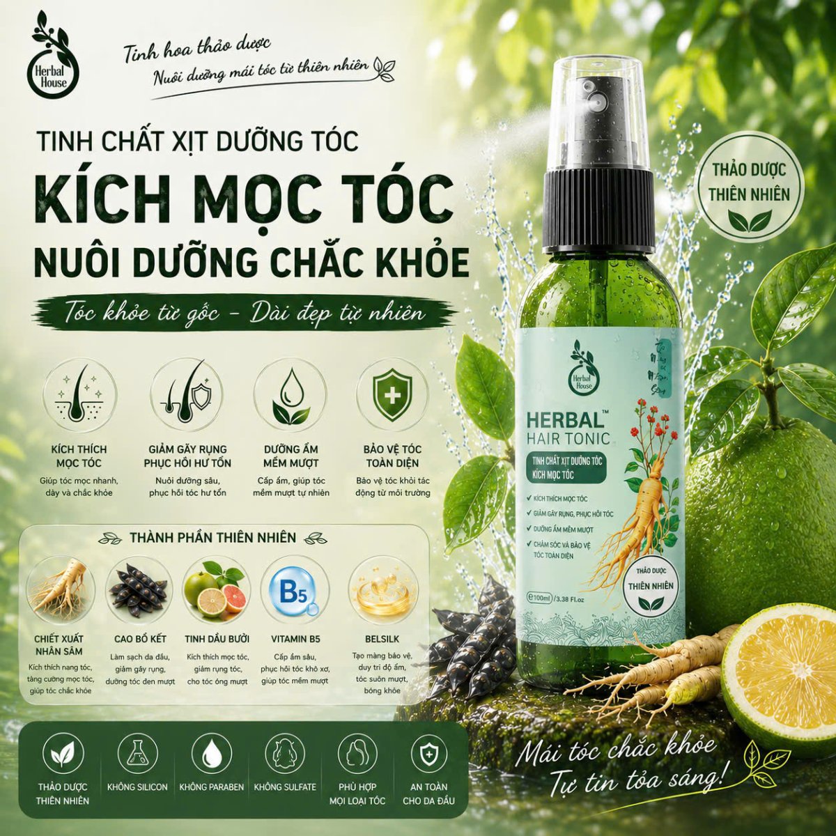 Tinh Chất Dưỡng Tóc Chắc Khỏe - DHerbal Hair Tonic
