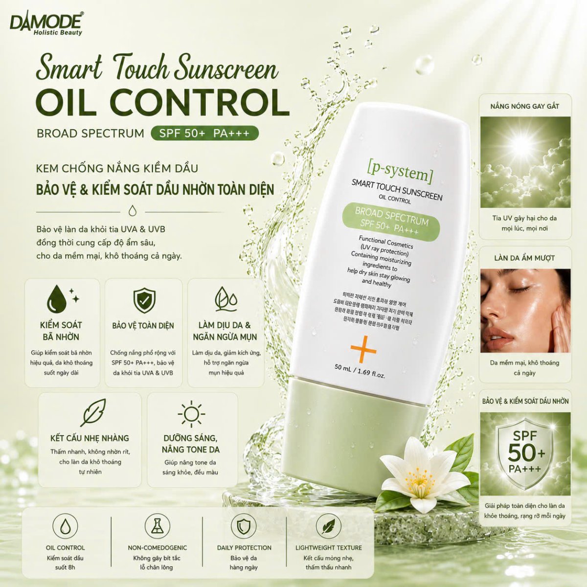 Smart Touch Sunscreen Oil Control - Kem chống nắng Da dầu mụn hỗn hợp