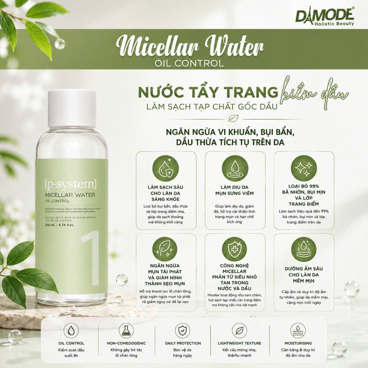 Micellar Water Oil Control - Tẩy trang Da dầu, mụn, hỗn hợp