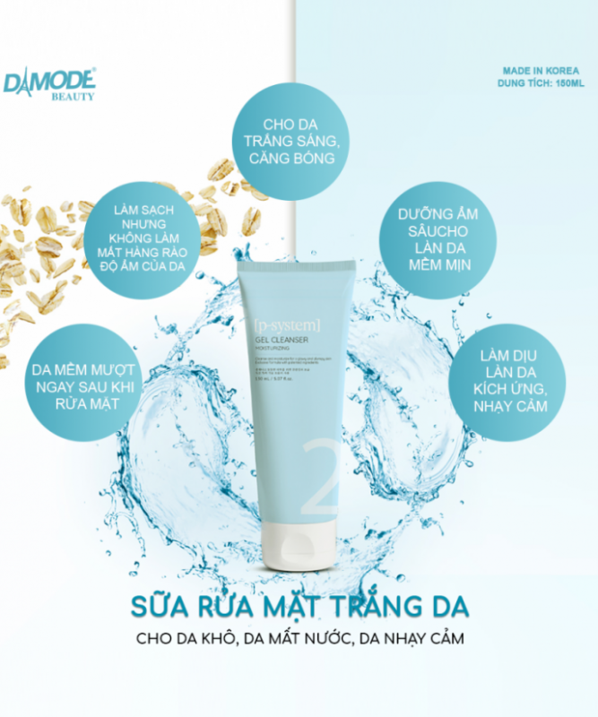 Gel Cleanser Moisterizing - Sữa rữa mặt Da khô, mất nước, nhạy cảm